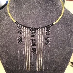Black and Gold cube beaded choker